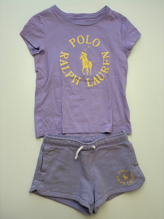 Polo Ralph Lauren 2 Piece Ensemble - Purple T-Shirt + Sweatshorts | size 4T