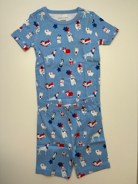 Janie and Jack 2 Piece Ensemble - Blue Dogs + Sparklers Pajamas | size 4T