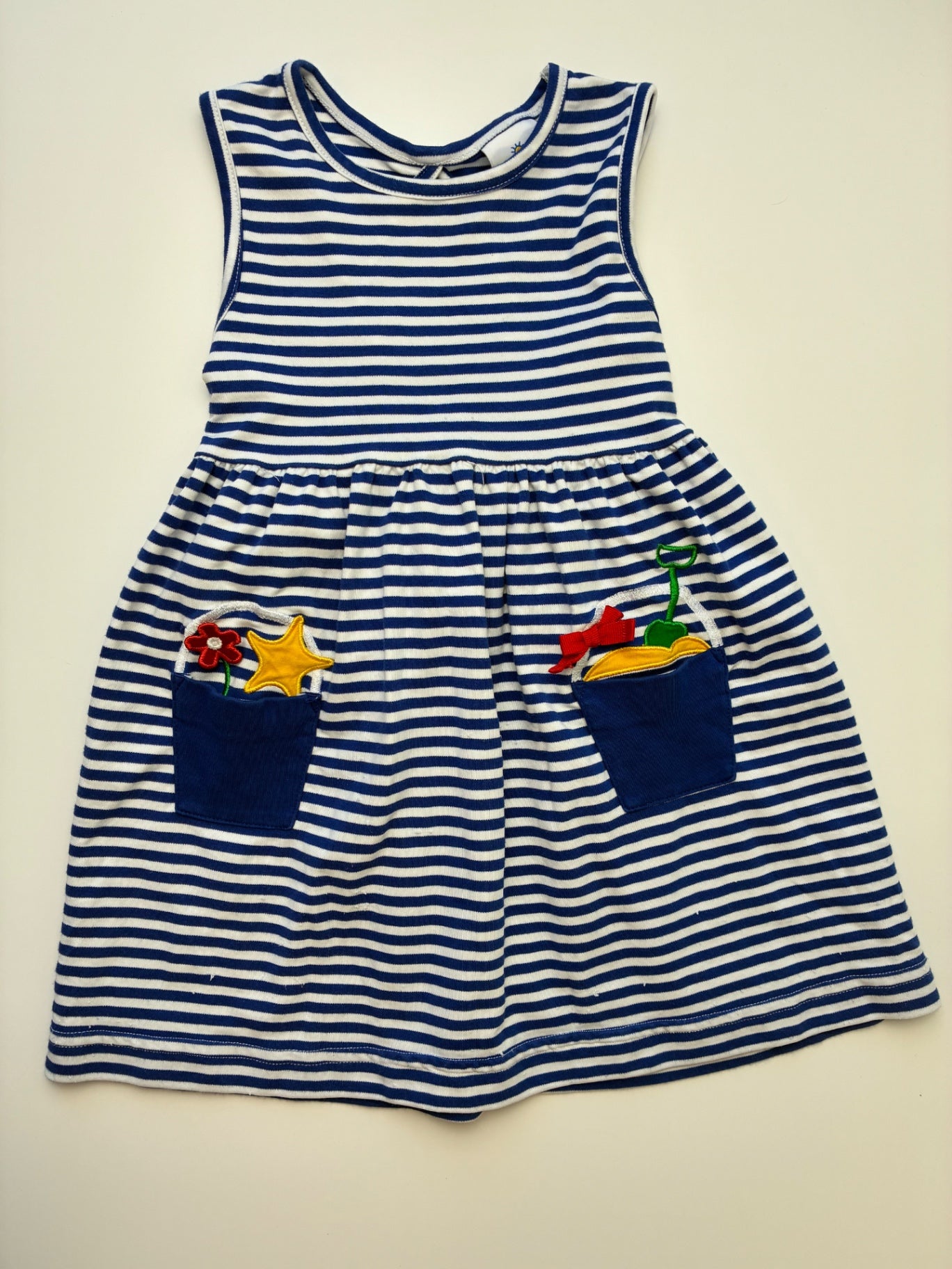 Florence Eiseman Dress - Blue Striped w/ Pail Pockets | size 3T