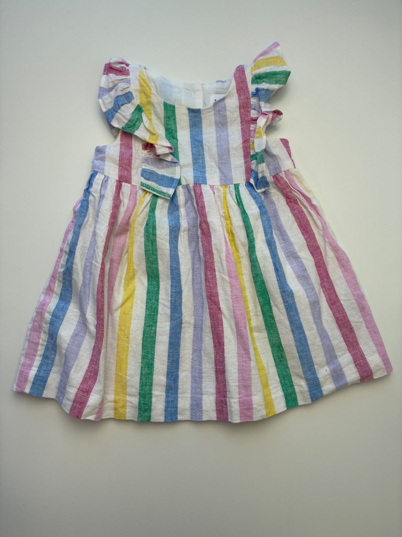 Baby Gap Dress - White Rainbow Stripe | size 12 - 18 Months