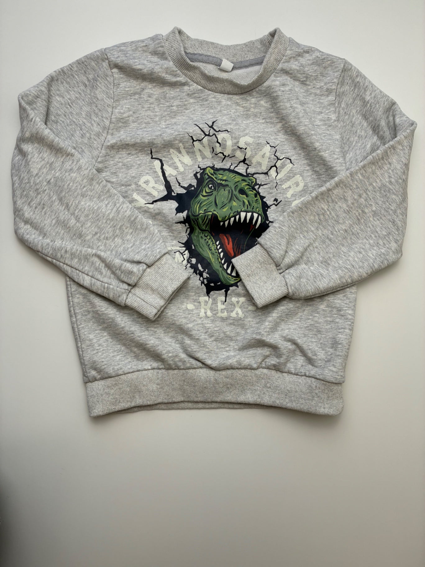 Dandelion Kids Sweatshirt - Gray T-Rex Graphic | size 7