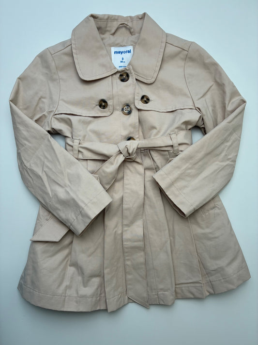 Mayoral Jacket - Tan Belted Trench Coat | size 3T