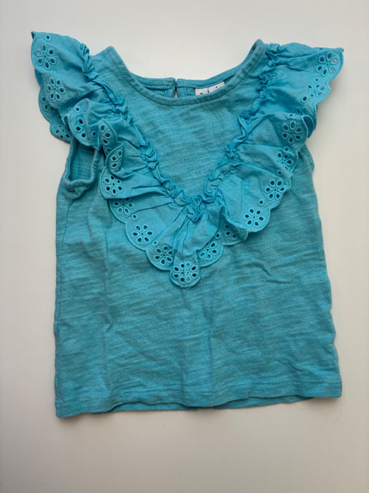 Janie and Jack Shirt - Blue Eyelet Ruffle | size 4T