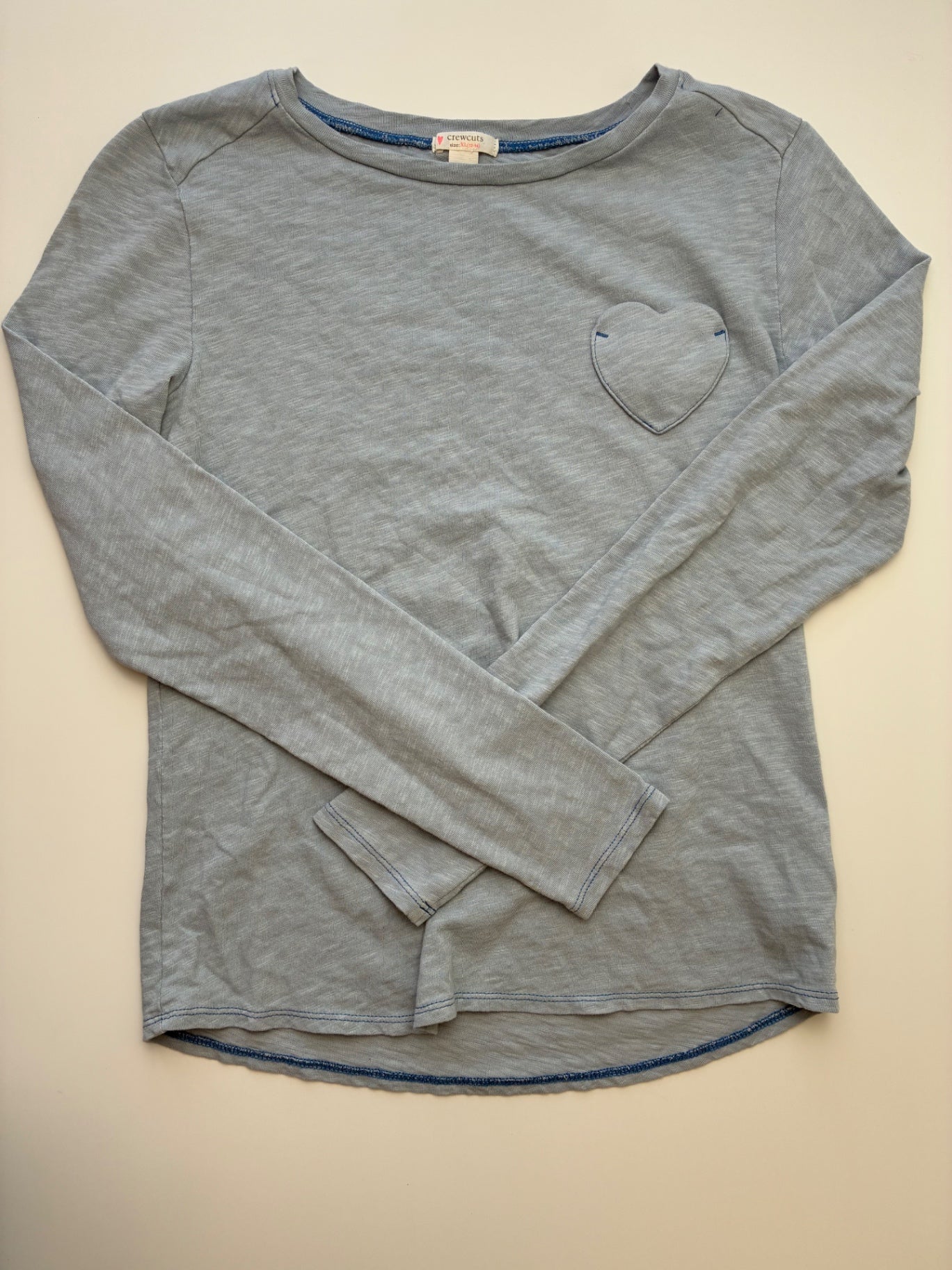 Crewcuts Long Sleeve T-Shirt - Blue Heart Pocket | size 12/14