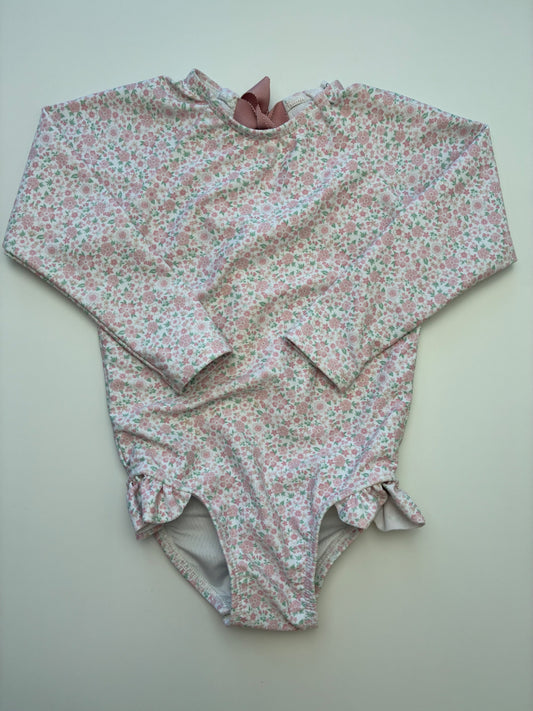 Minnow Swimsuit - Pink Long Sleeve Floral | size 2T
