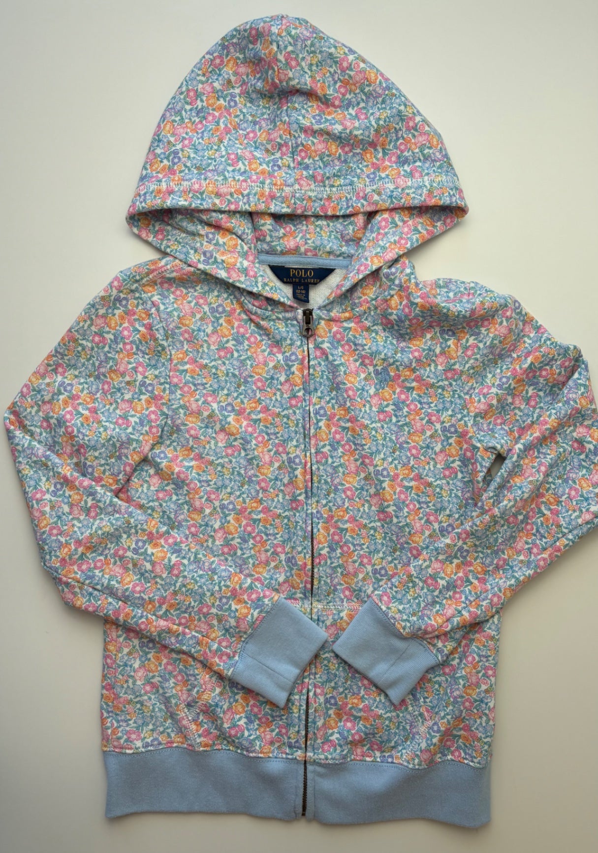 Polo Ralph Lauren Sweatshirt - Multicolor Floral Full Zip Hoodie | size 12/14