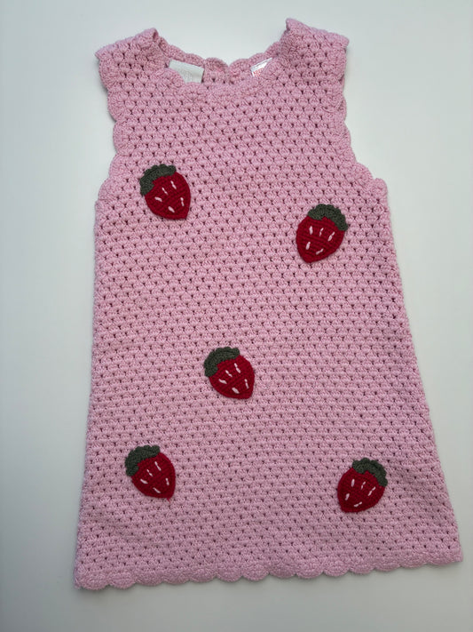 Zara Dress - Pink Crochet + Strawberries | size 4T