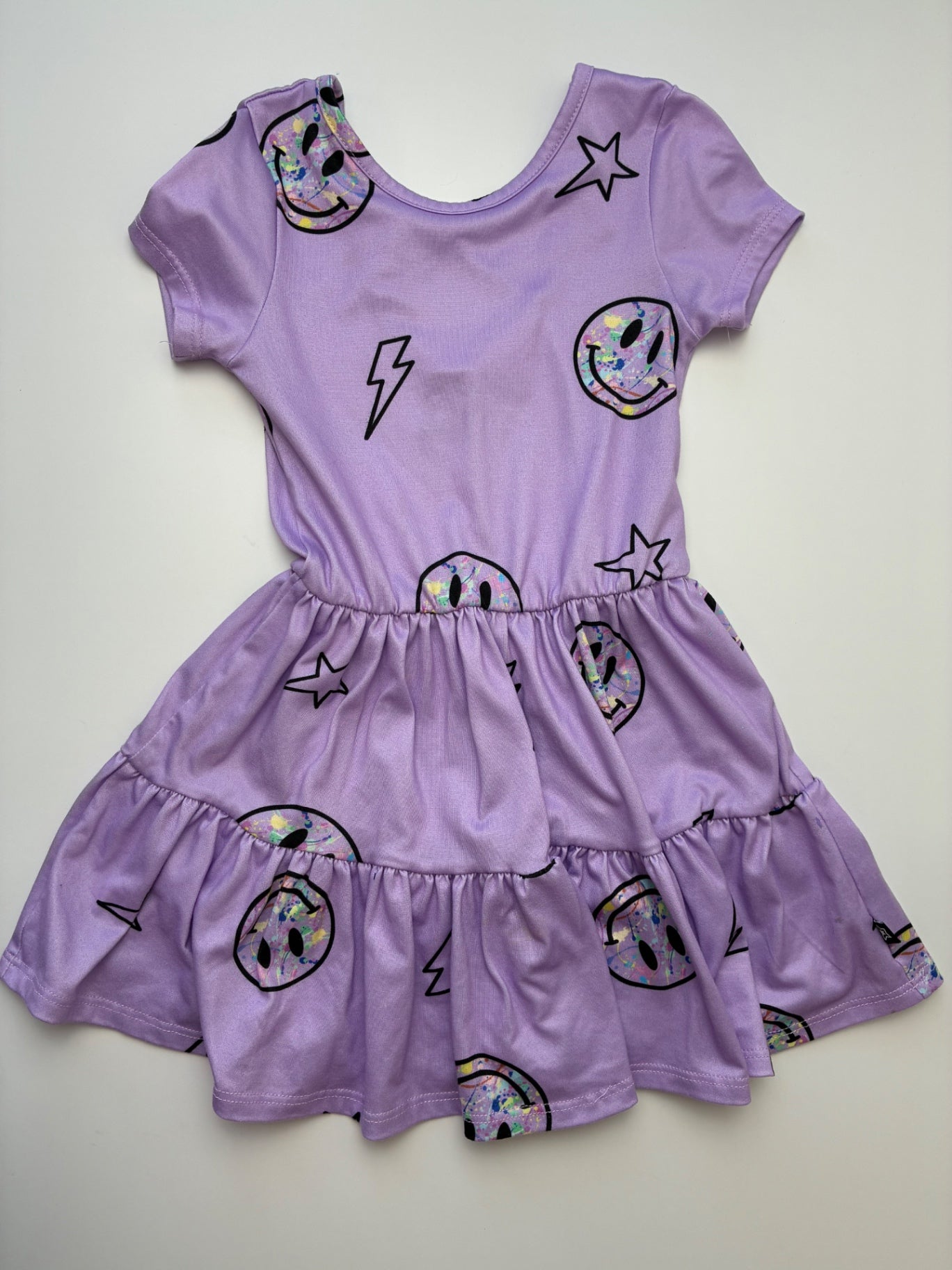 Pixie Lane Dress - Purple Splatter Smiley Face | size 3T