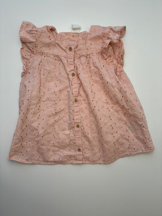 H&M Shirt - Pink Eyelet Blouse | size 4T
