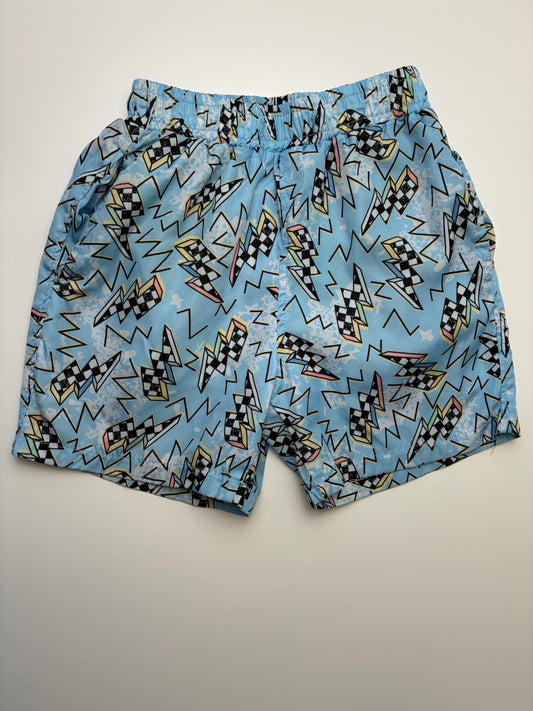 Lola & The Boys Swimsuit - Blue Lightning Bolt Swim Trunks | size 6