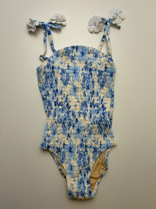 Shade Critters Swimsuit - Blue Floral Shirred One Piece | size 6