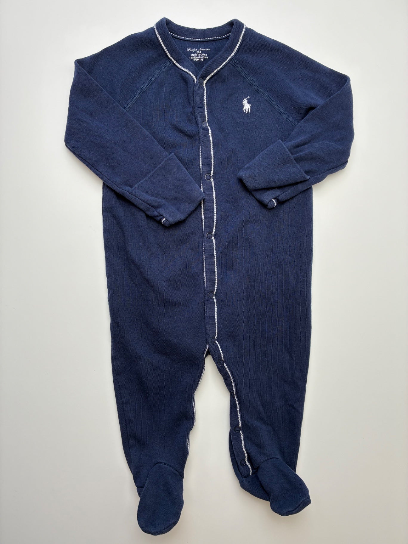 Ralph Lauren Onesie - Navy Blue White Stitching | size 6 Months