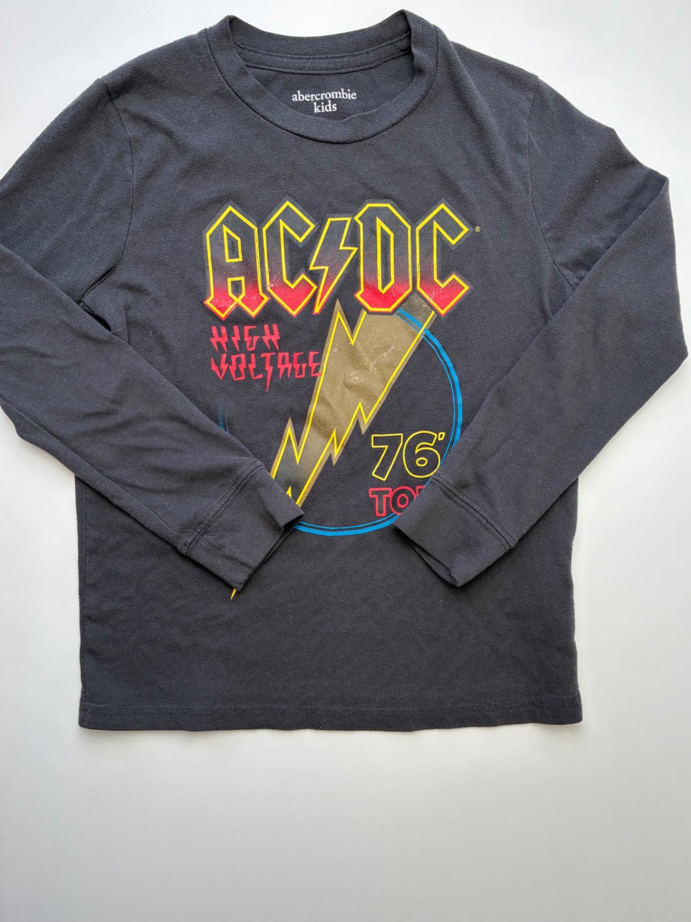 Abercrombie Kids Long Sleeve T-Shirt - Gray 'AC/DC 76 Tour' | size 7/8