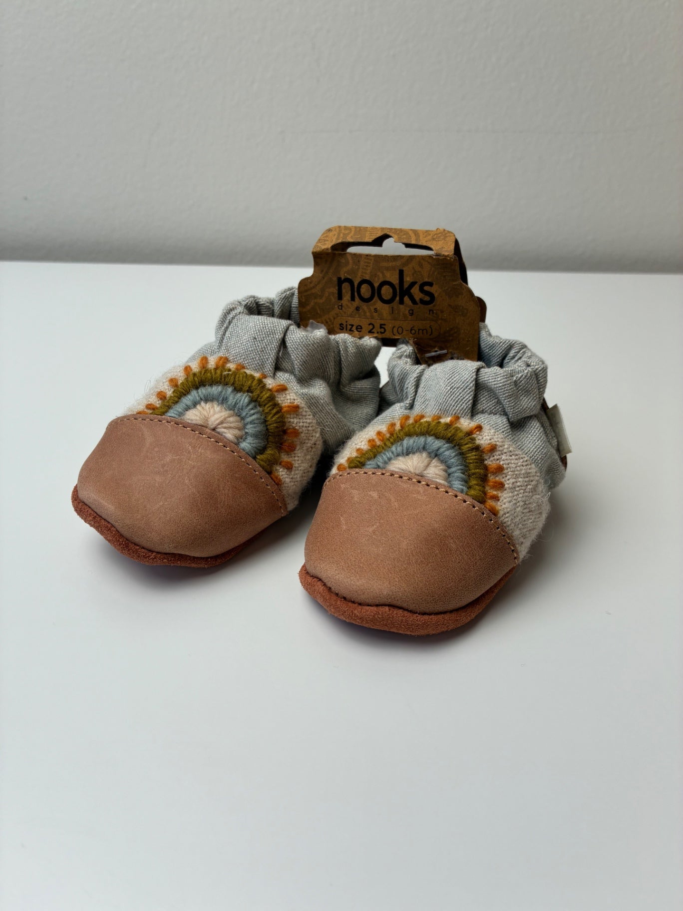 Nooks Shoes - Brown Canvas + Suede Slippers | size 0 - 6 Months