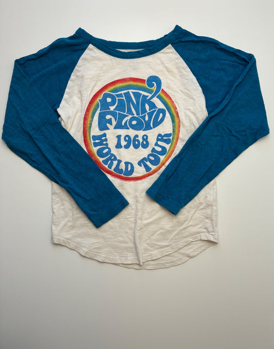 Chaser Long Sleeve T-Shirt - White/Blue 'Pink Floyd World Tour' Raglan Sleeve | size 8
