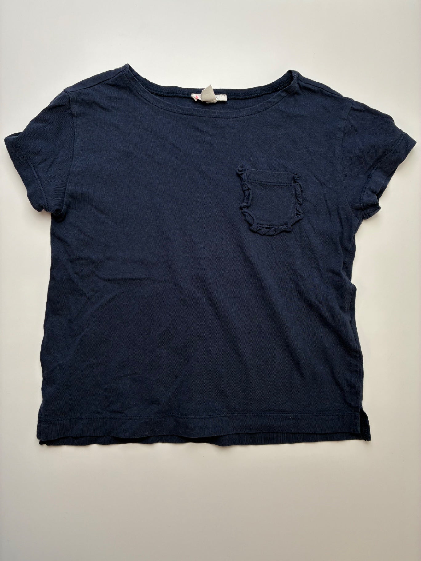 Crewcuts T-Shirt - Navy Blue Ruffle Pocket | size 6/7