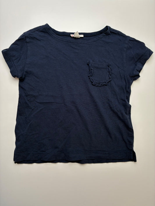 Crewcuts T-Shirt - Navy Blue Ruffle Pocket | size 6/7