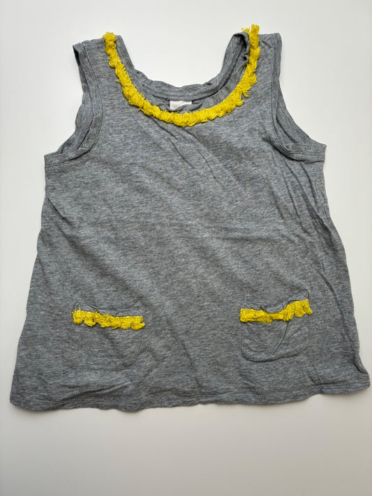 EGG New York Tank Top - Gray Yellow Tassels | size 6