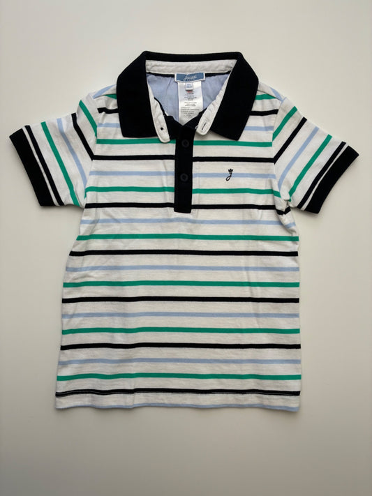 Jacadi Shirt - White Striped Polo | size 6