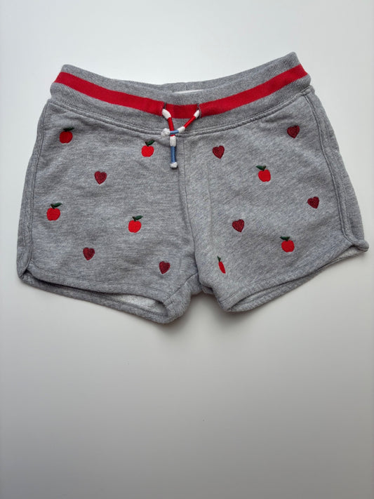 Mini Boden Shorts - Gray Apples + Hearts | size 8