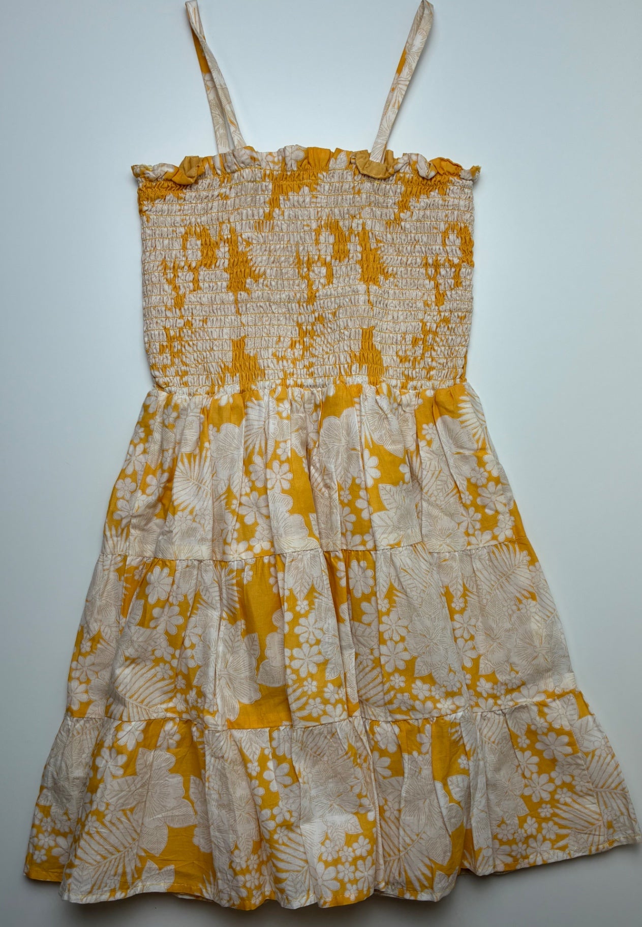 Janie and Jack Dress - Yellow Shirred Floral | size 8