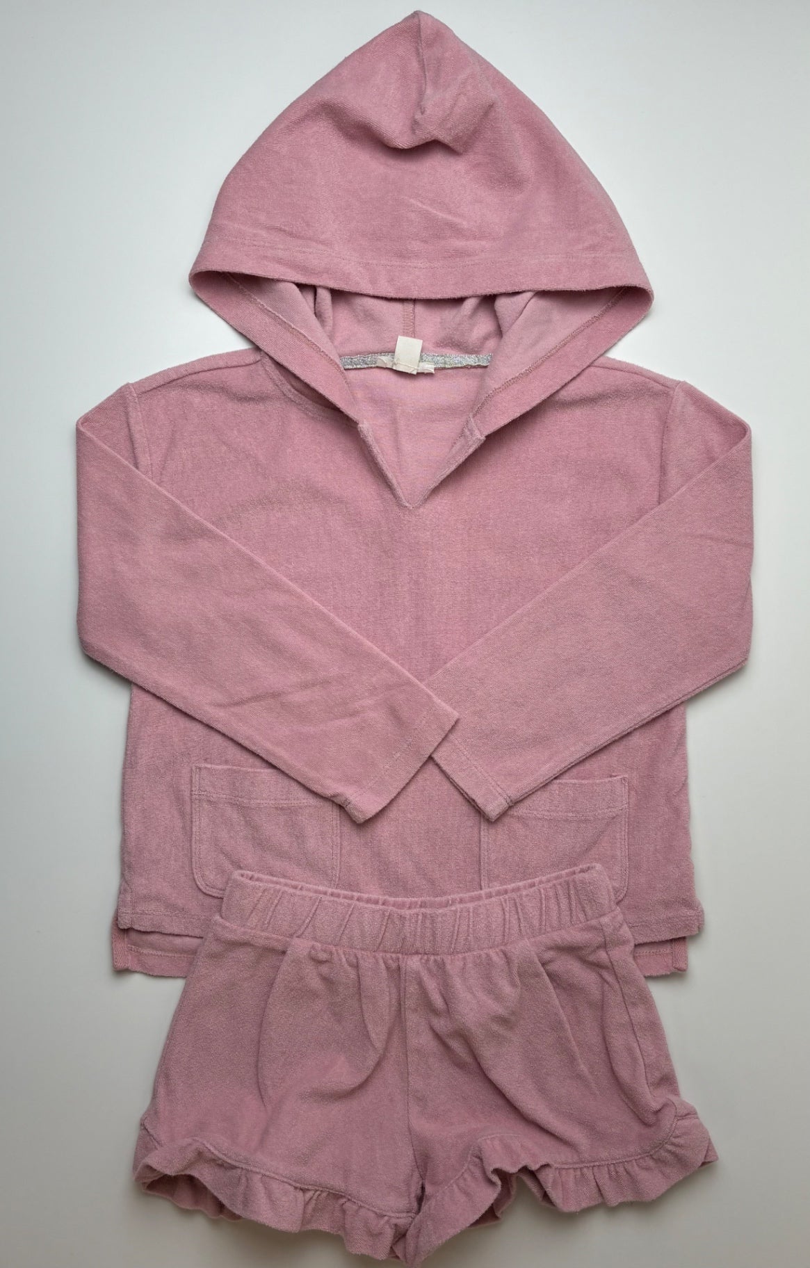 Crewcuts 2 Piece Ensemble - Pink Terry Hoodie + Shorts | size 6