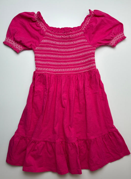 Mini Boden Dress - Pink Shirred + Puff Sleeve | size 7/8