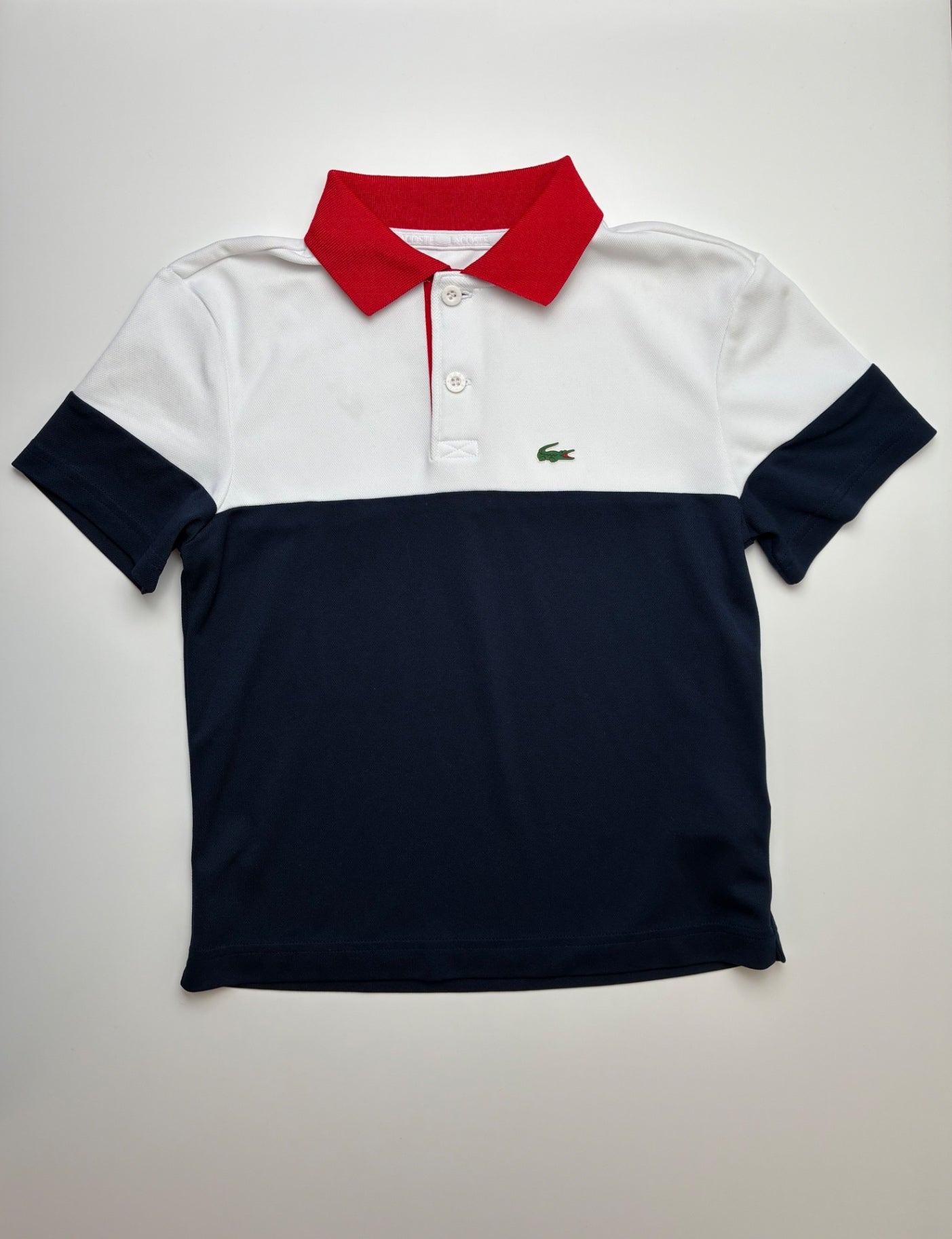 Lacoste Shirt - Navy Blue Color Block Performance Polo | size 8
