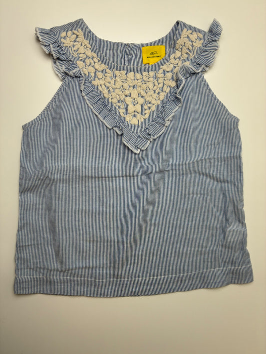 Roller Rabbit Shirt - Blue Pinstripe Embroidered Blouse | size 6