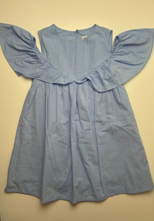 Zara Dress - Blue Cold Shoulder Poplin | size 8