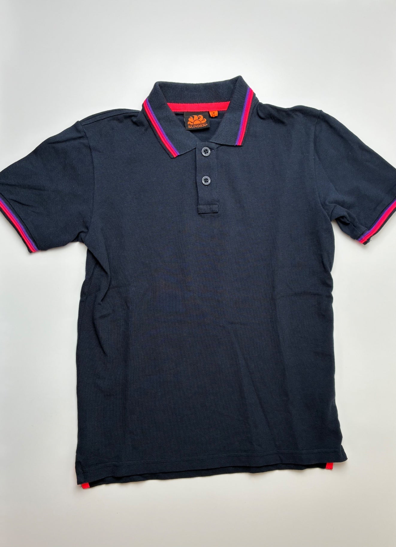 Sundek Shirt - Navy Blue Neon Trim Polo | size 8