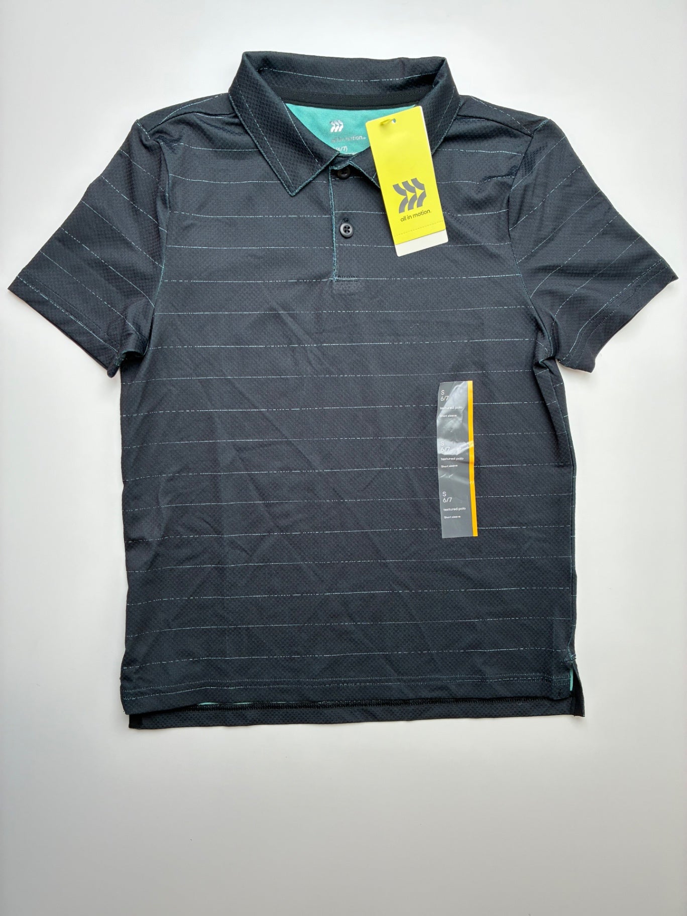 All in Motion Shirt - Black Striped Textured Polo | size 6/7
