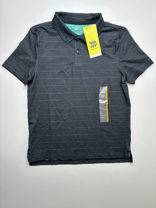 All in Motion Shirt - Black Striped Textured Polo | size 6/7