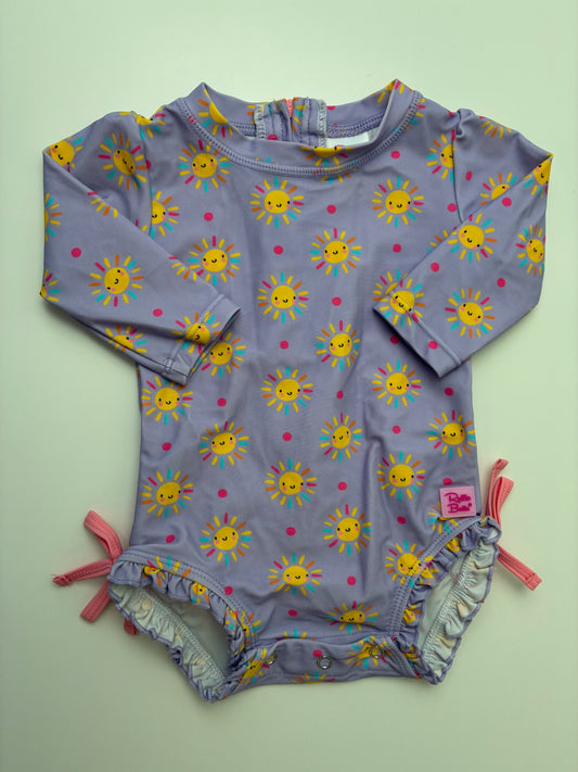 Ruffle Butts Swimsuit - Purple Sun Pattern | size 3 - 6 Months