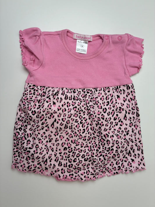 Baby Steps Onesie - Pink Animal Print Skirt | size 9 Months