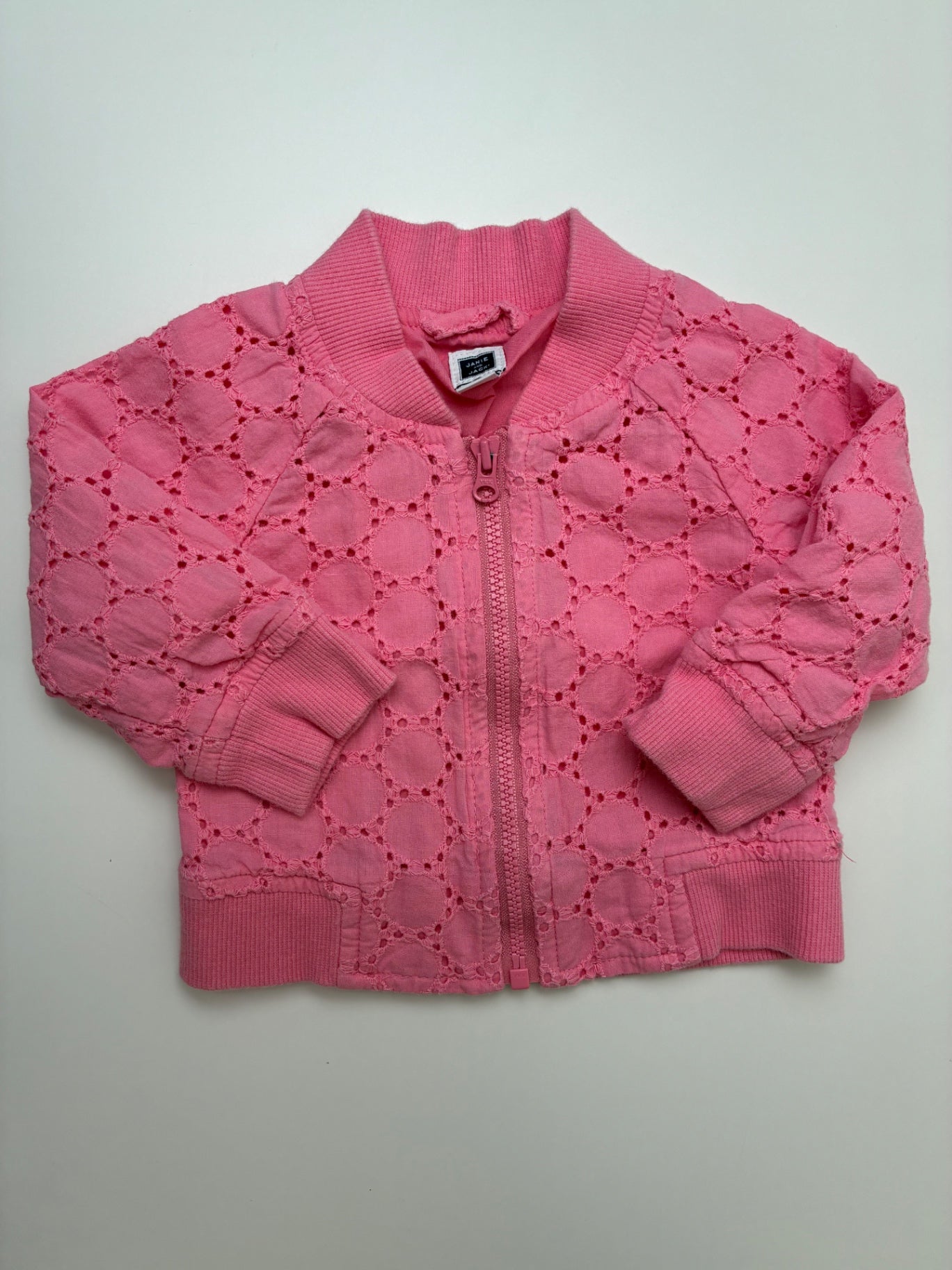 Janie and Jack Jacket - Pink Eyelet Full Zip | size 6 - 12 Months