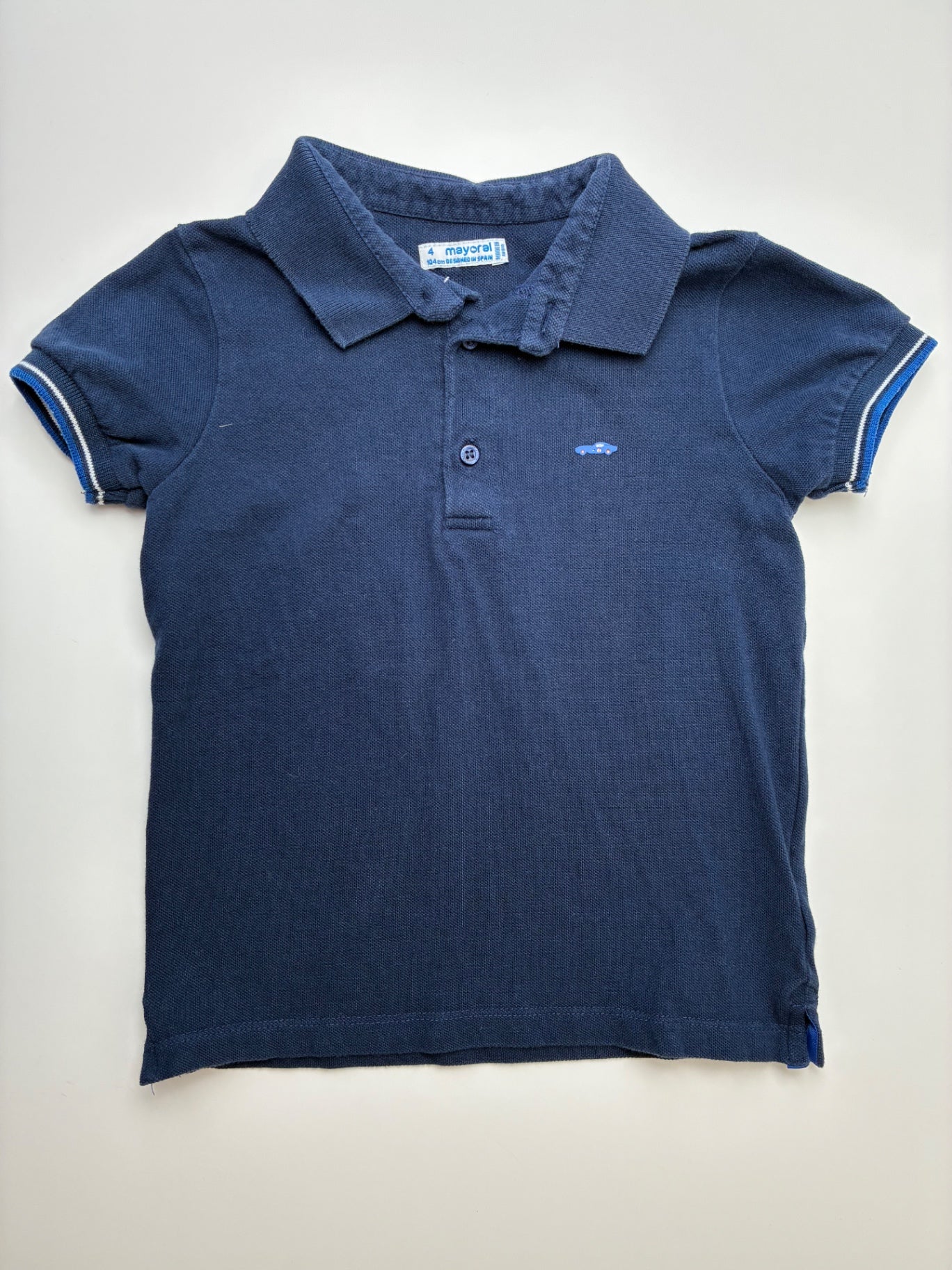 Mayoral Shirt - Navy Blue Solid Polo | size 4T