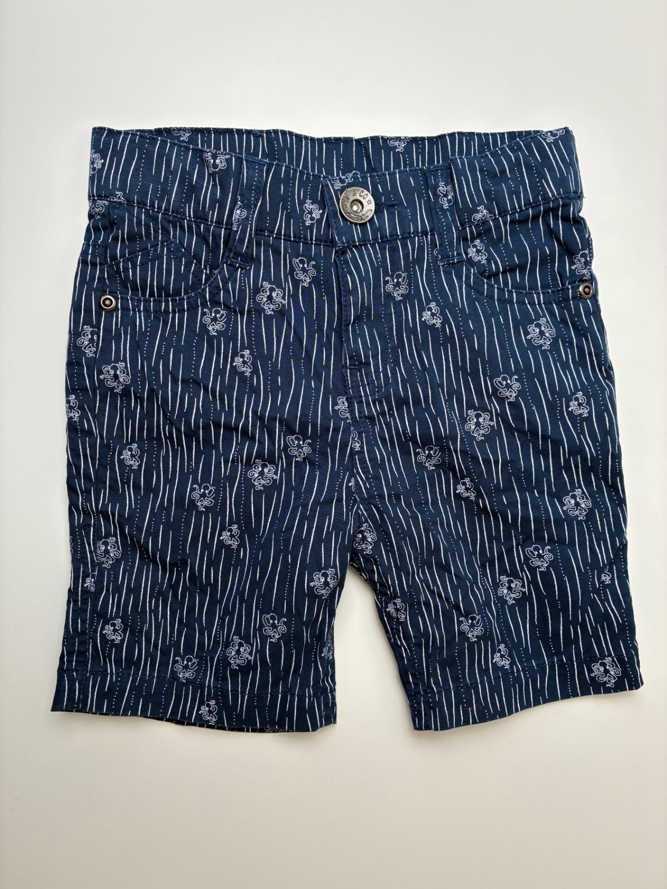 3 Pommes Shorts - Navy Blue Octopus Chinos | size 4T/5T