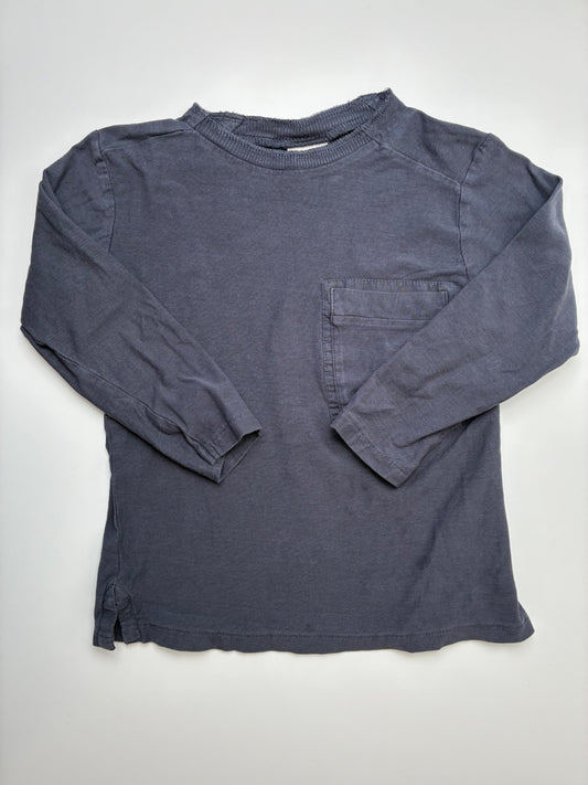 Zara Long Sleeve T-Shirt - Gray Solid Raw Hem | size 5T