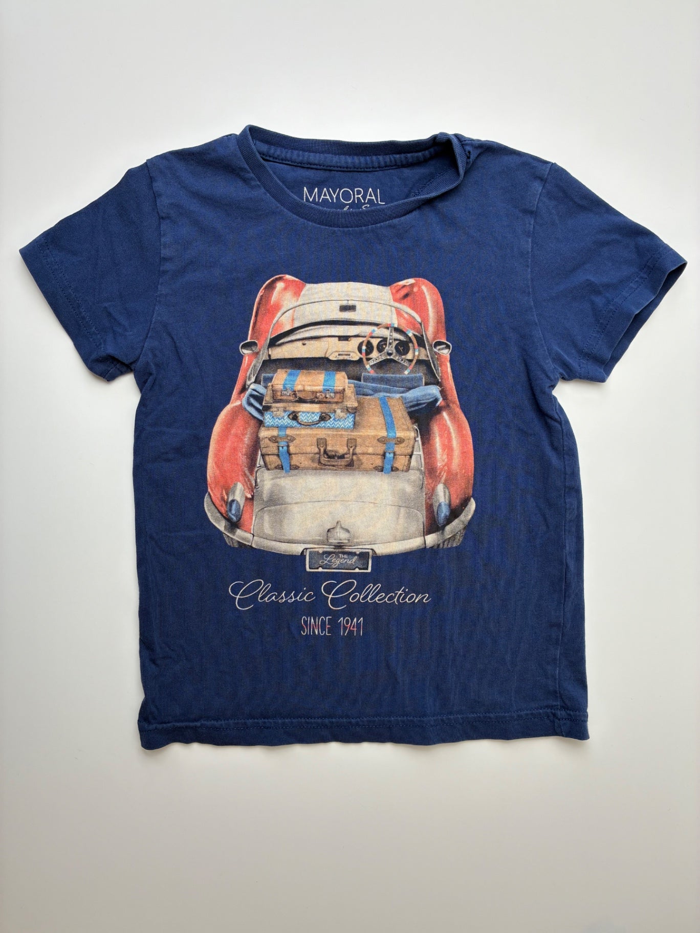 Mayoral T-Shirt - Navy Blue Car Graphic | size 4T