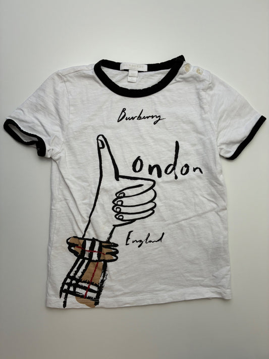 Burberry T-Shirt - White Thumbs Up 'London' | size 6