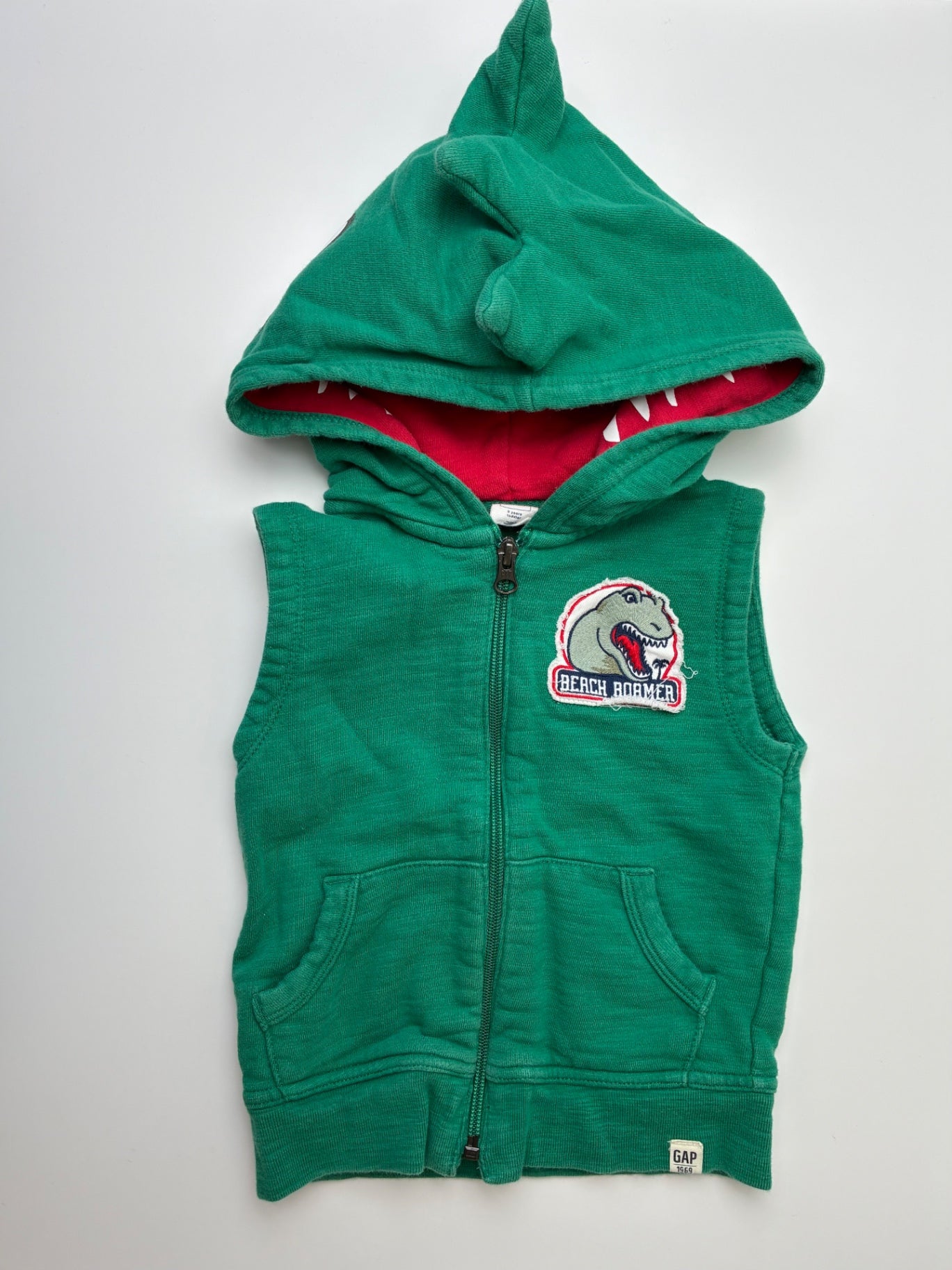 Baby Gap Sweatshirt - Green Sleeveless Dinosaur Hoodie | size 3T