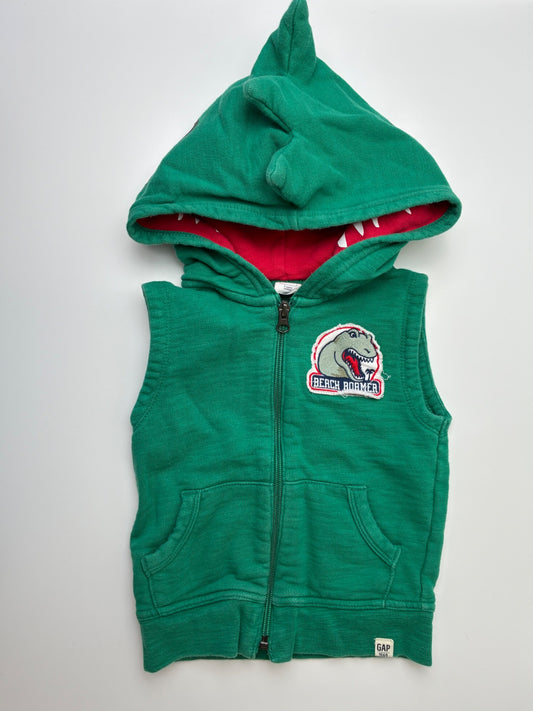 Baby Gap Sweatshirt - Green Sleeveless Dinosaur Hoodie | size 3T