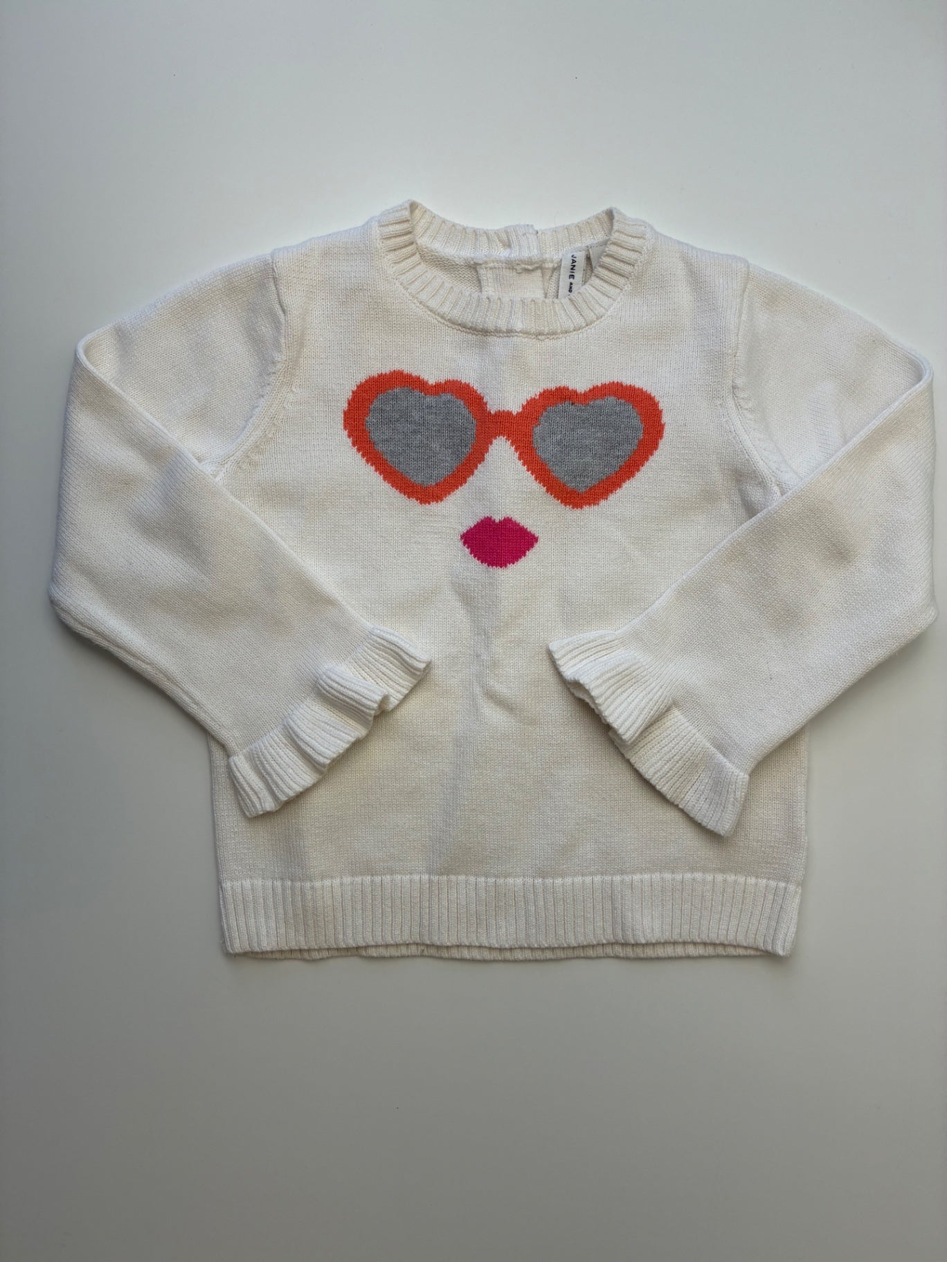 Janie and Jack Sweater - Cream Sunglasses + Lips | size 2T