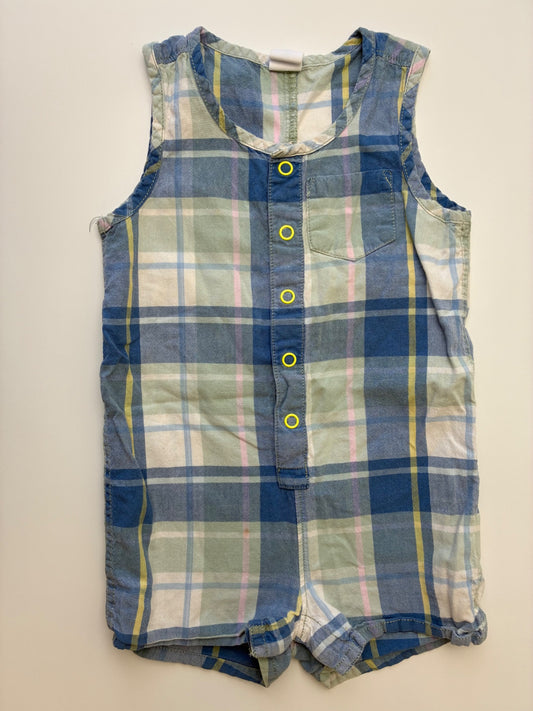 Baby Gap Onesie - Blue/Green Plaid Overalls | size 12 - 18 Months