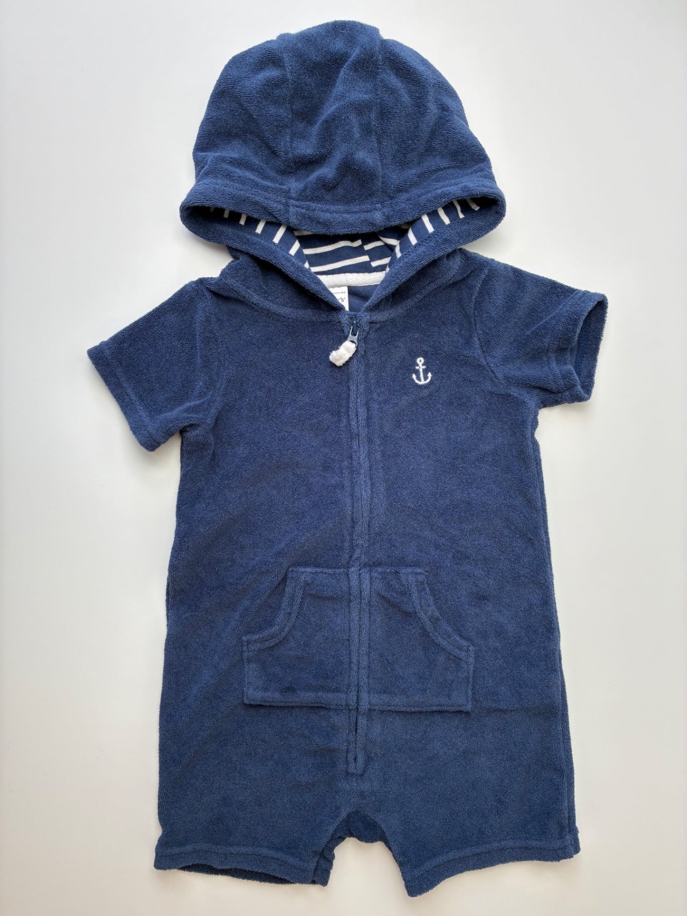 Carter's Onesie - Navy Blue Hooded Terry Cover-Up | size 18 Months