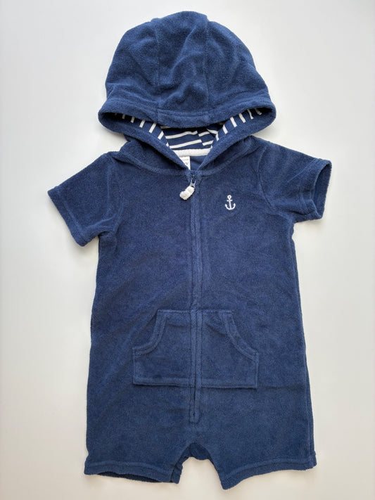 Carter's Onesie - Navy Blue Hooded Terry Cover-Up | size 18 Months