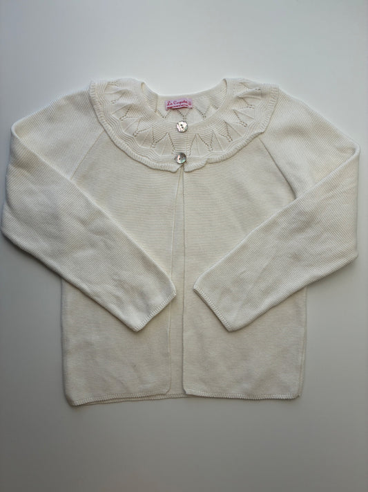 La Coqueta Sweater - White 100% Cotton Cardigan | size 8
