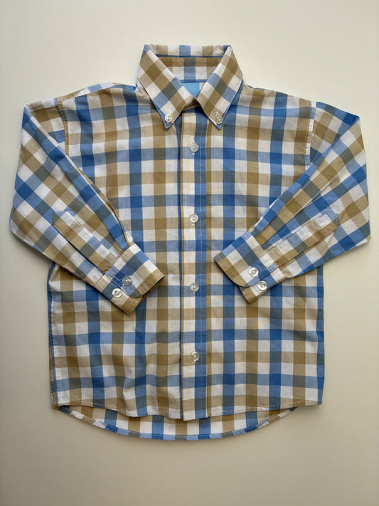 Bella Bliss Shirt - Blue Gingham Button Down | size 3T