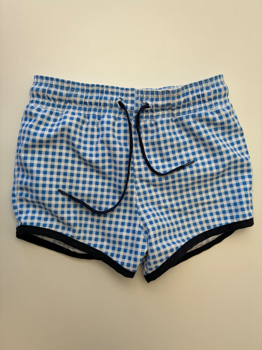 Minnow Swimsuit - Blue Gingham Board Shorts | size 3T/4T